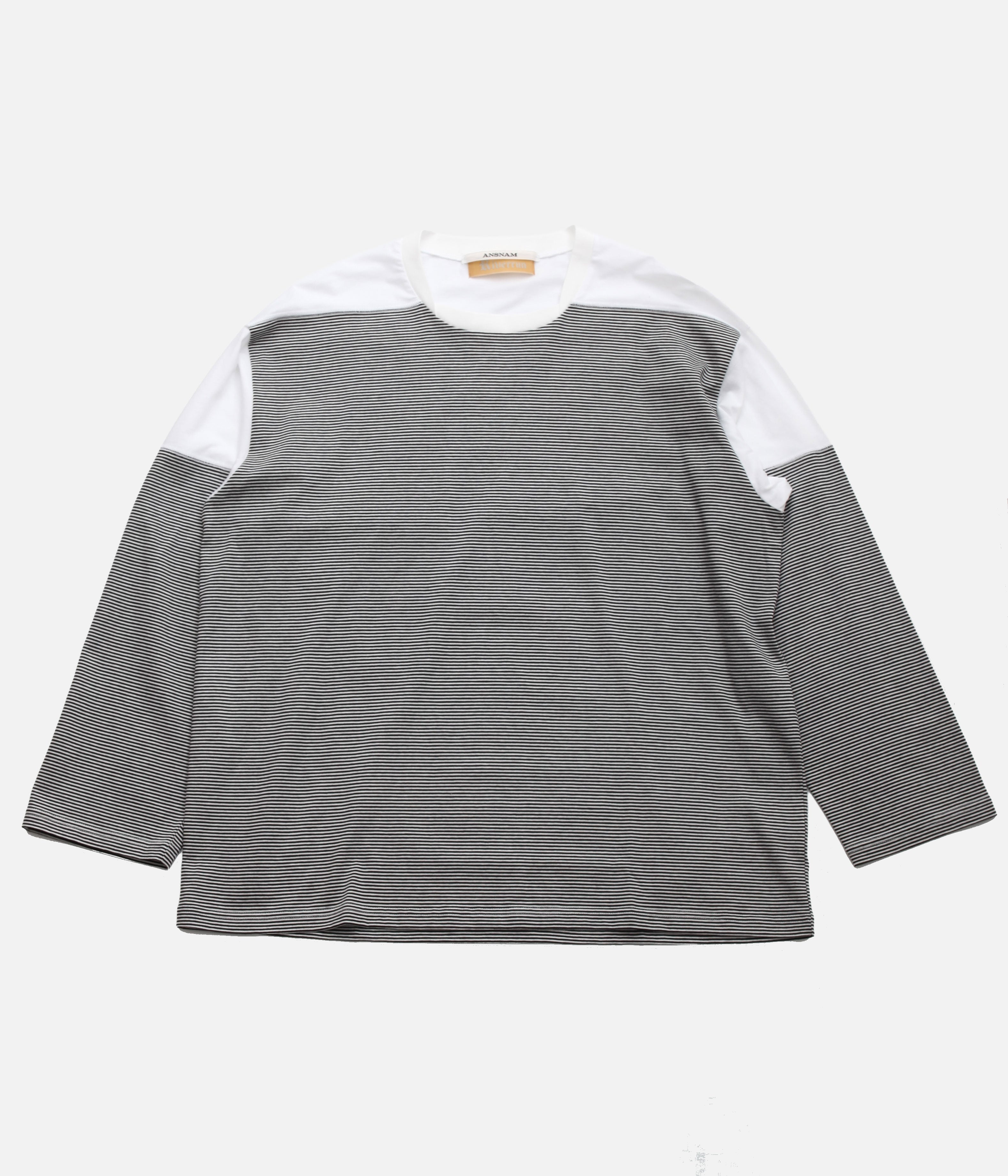 ANSNAM / BORDER BOAT NECK L/S TEE NARROW STRIPES(BLACK×WHITE