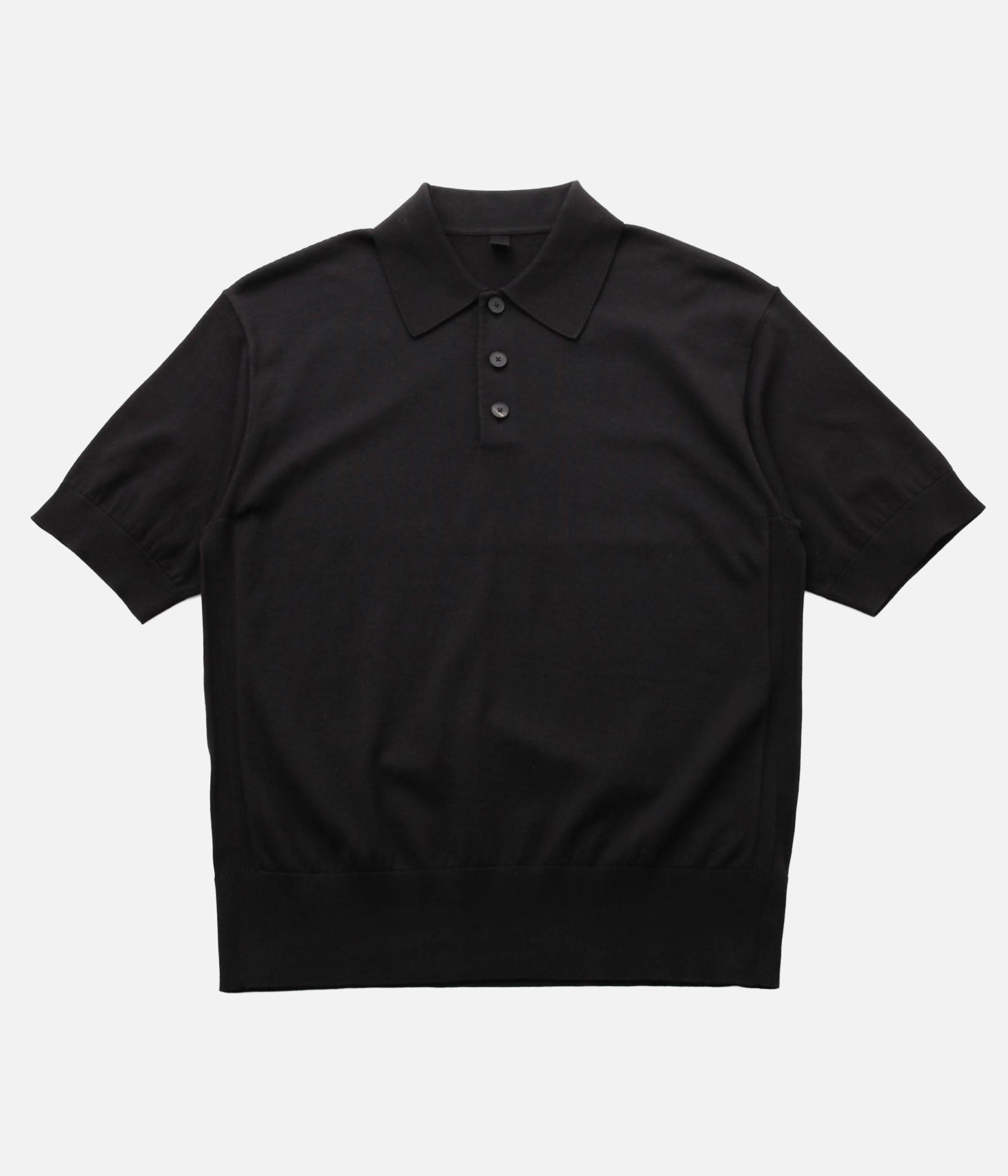 MEIAS silk poloknit ポロニット ポロシャツ Mサイズ MEIAS / COTTON SILK KNIT POLO (BLACK) – LAFUNQUE