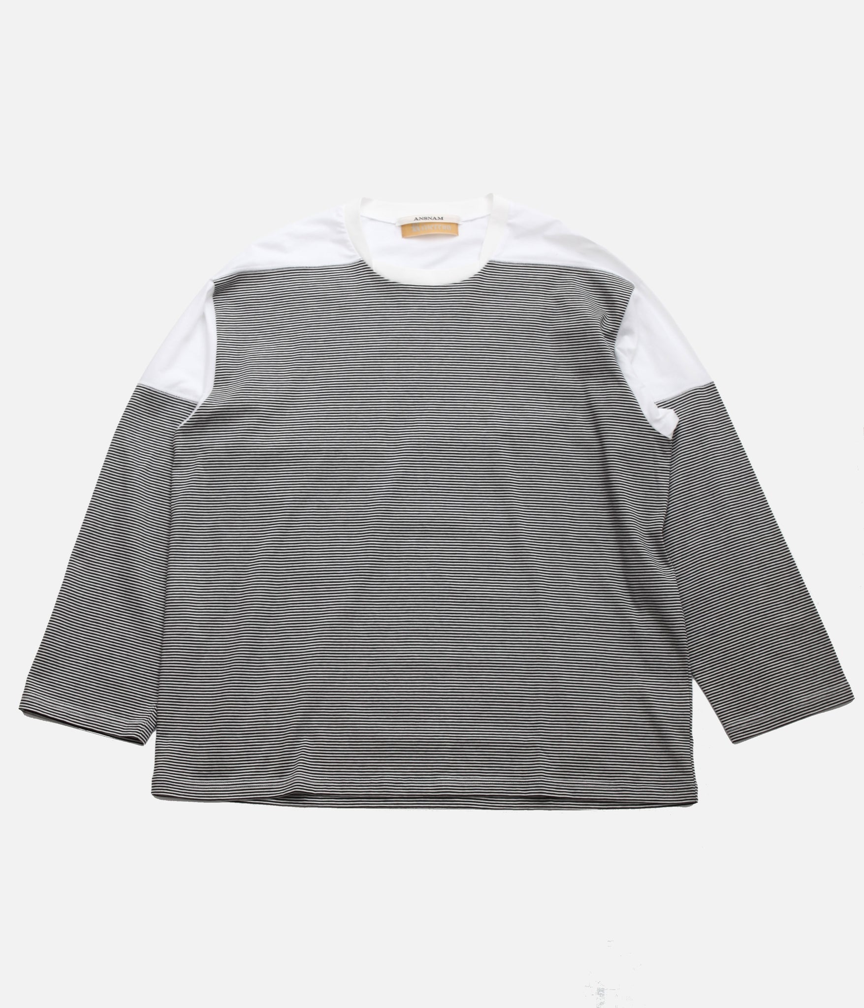 ANSNAM / BORDER BOAT NECK L/S TEE NARROW STRIPES(BLACK×WHITE