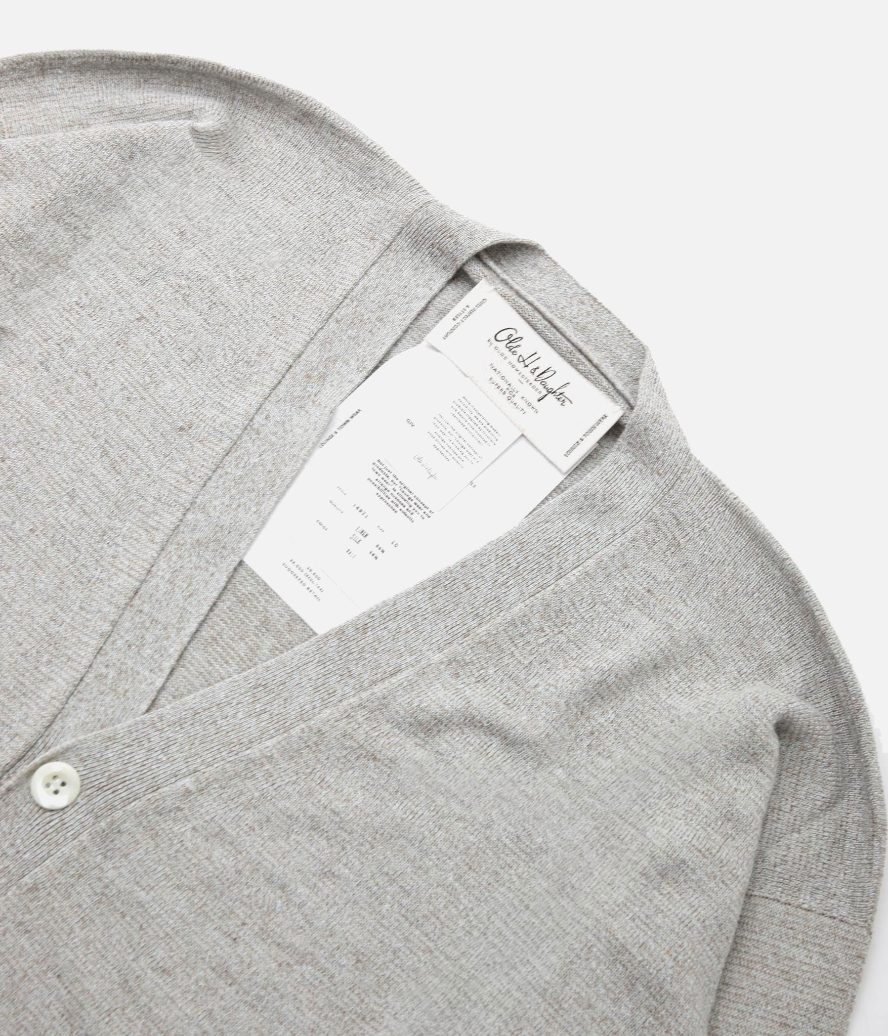 Olde H&Daughter / LINEN / SILK PLAIN STITCH V NECK C/D (SALT
