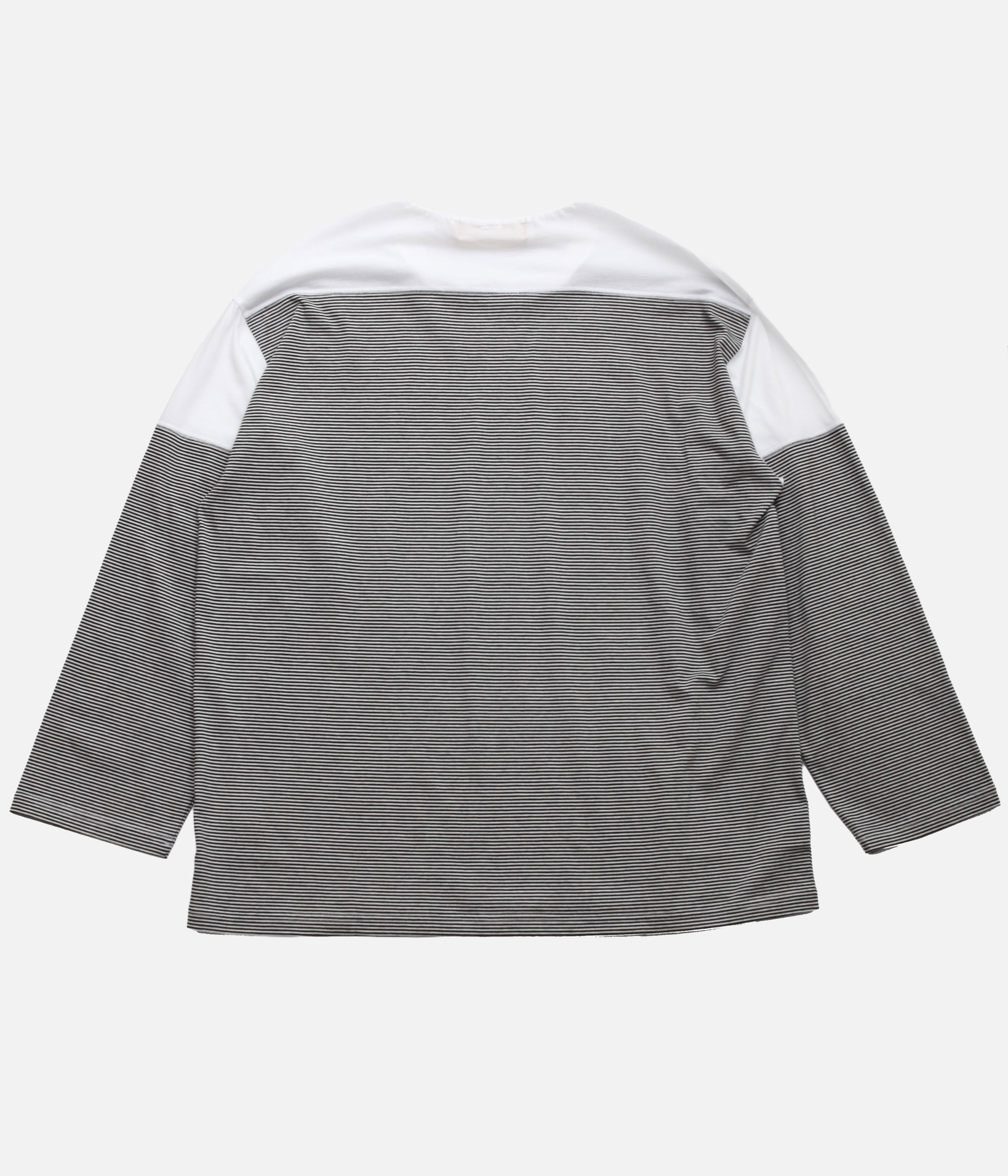 ANSNAM / BORDER BOAT NECK L/S TEE NARROW STRIPES (BLACK×WHITE