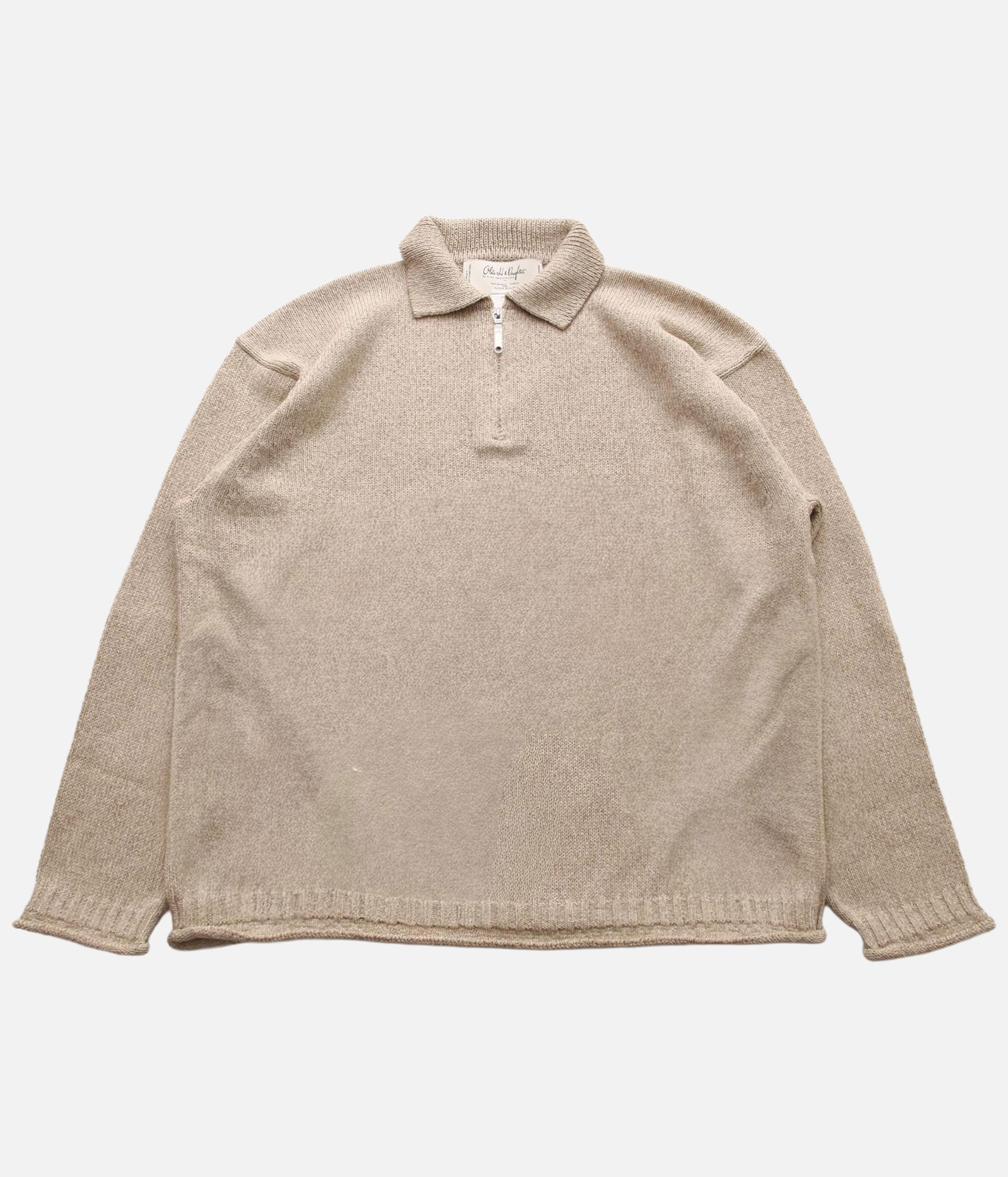 Olde H&Daughter / SILK COTTON HALF ZIP P/O (STONE) – LAFUNQUE