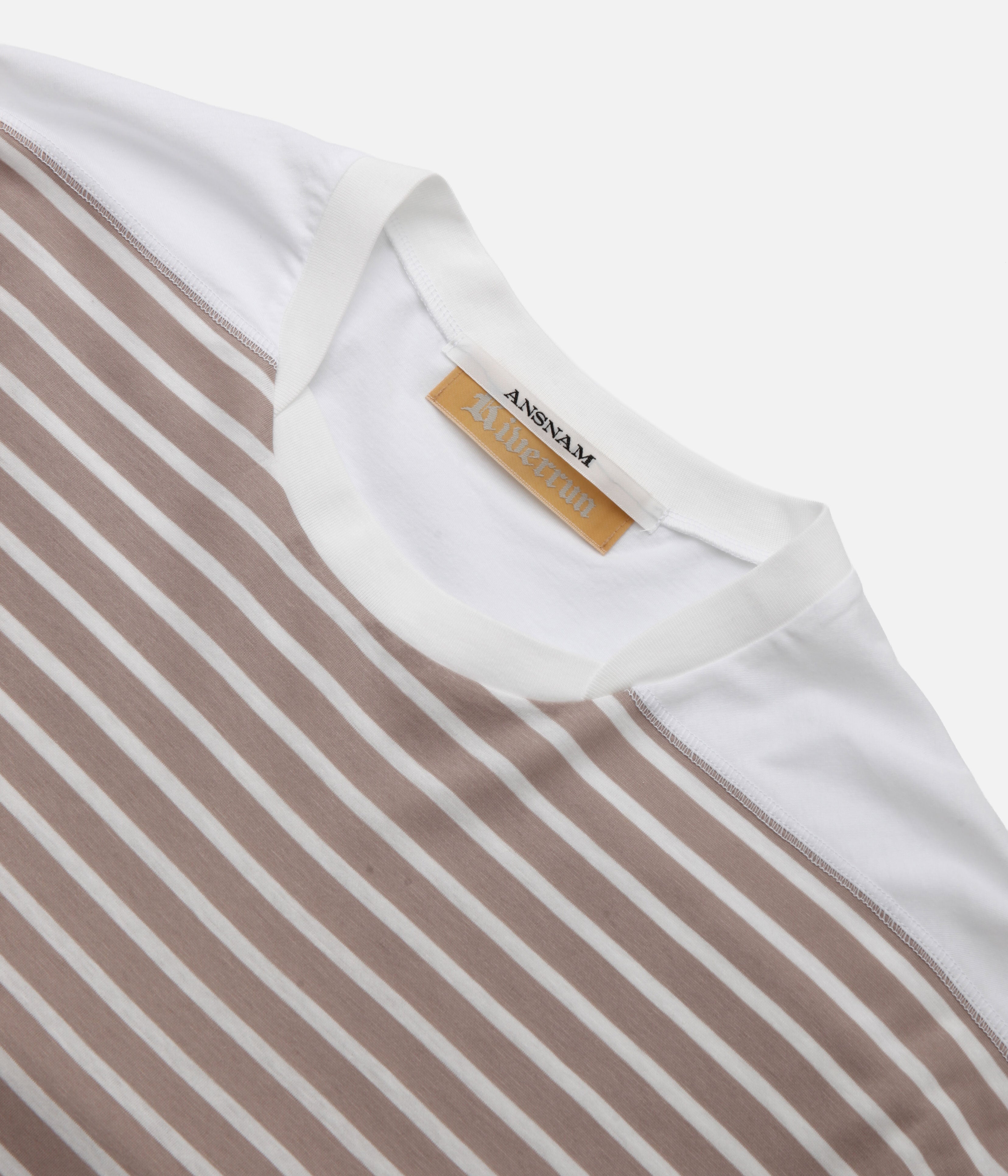 ANSNAM / BORDER BOAT NECK L/S TEE STRIPES(MOCHA×WHITE) – LAFUNQUE