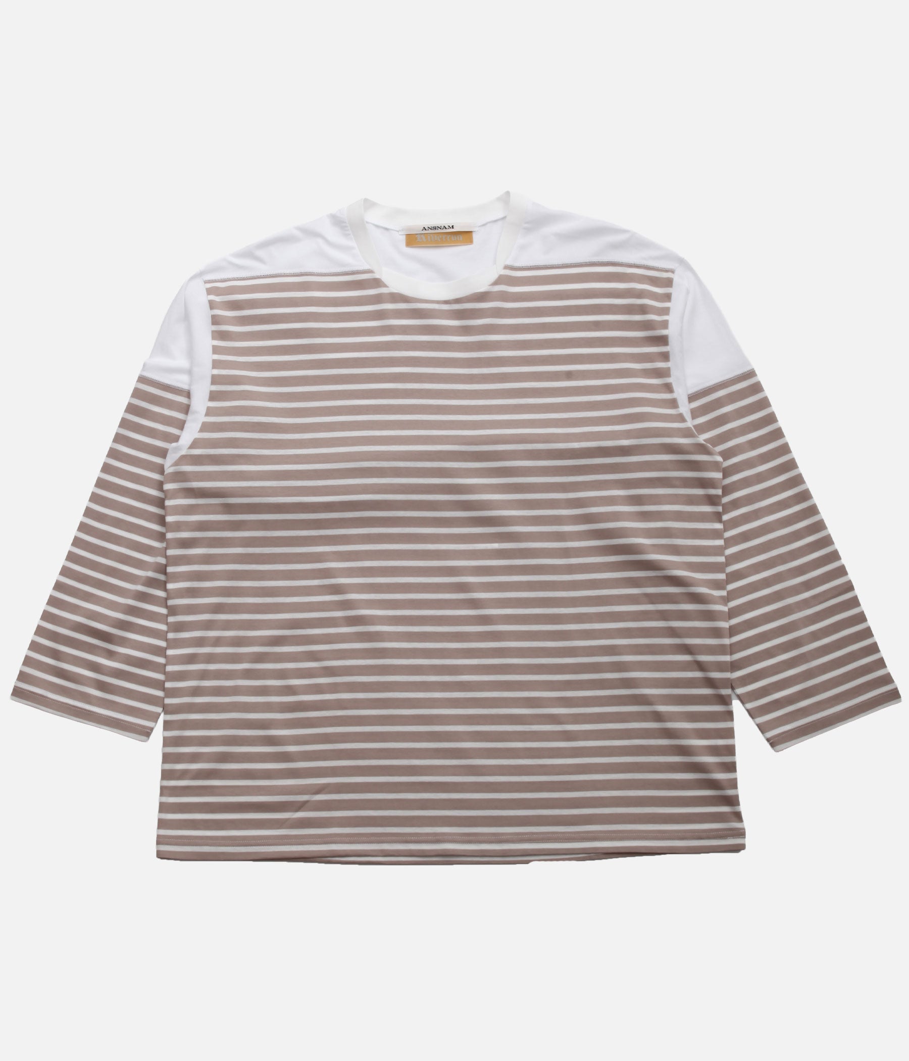 ANSNAM / BORDER BOAT NECK L/S TEE STRIPES(MOCHA×WHITE) – LAFUNQUE