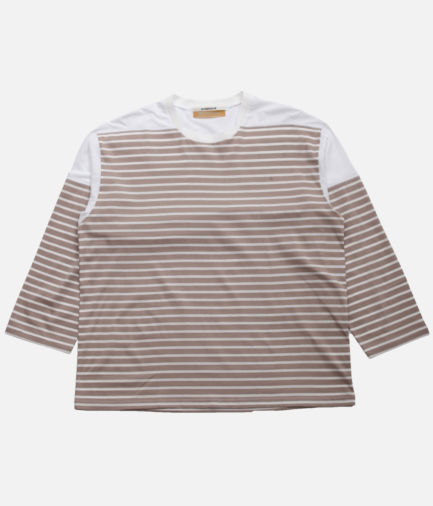 ANSNAM / BORDER BOAT NECK L/S TEE STRIPES(MOCHA×WHITE) – LAFUNQUE