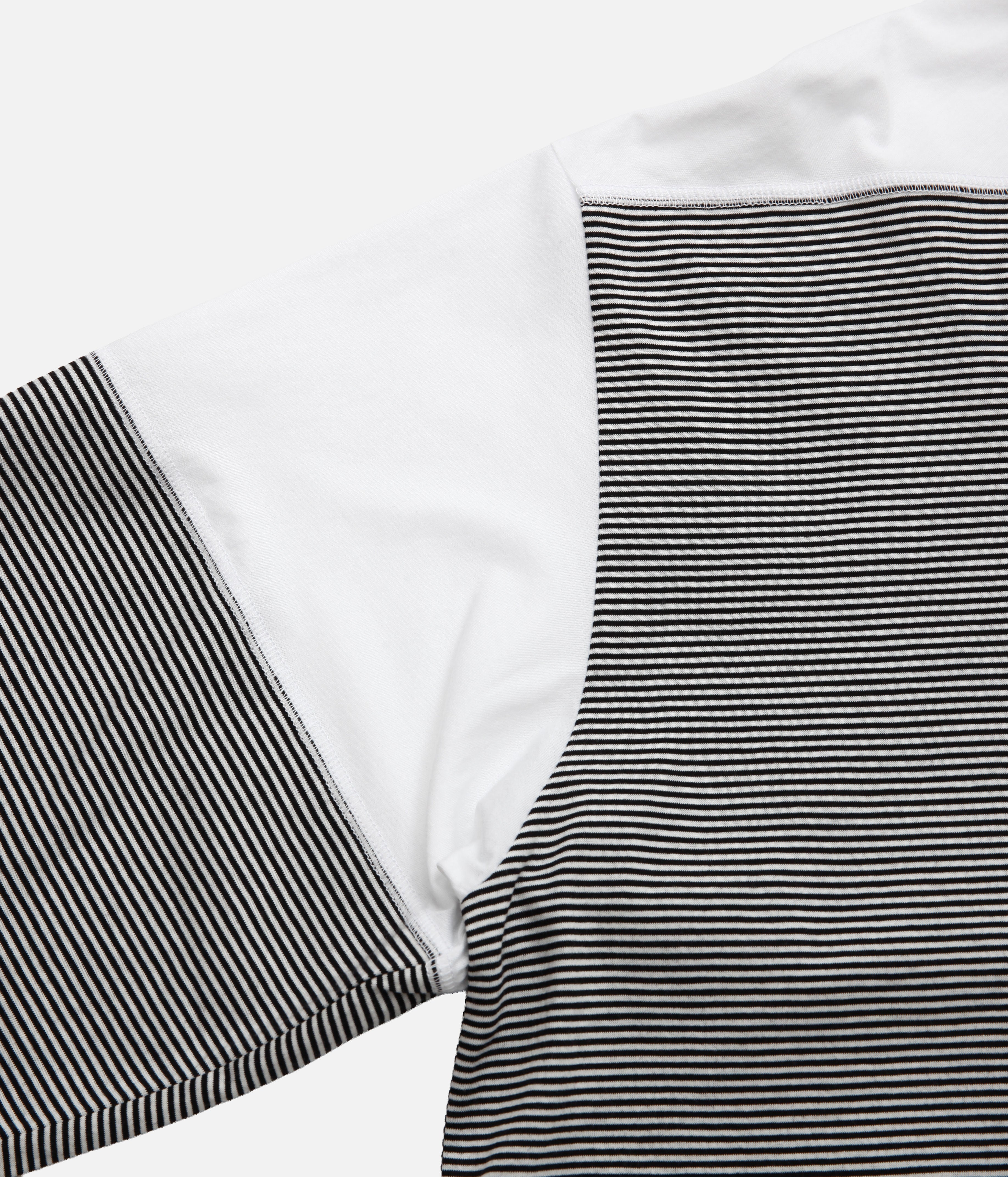 ANSNAM / BORDER BOAT NECK L/S TEE NARROW STRIPES (BLACK×WHITE