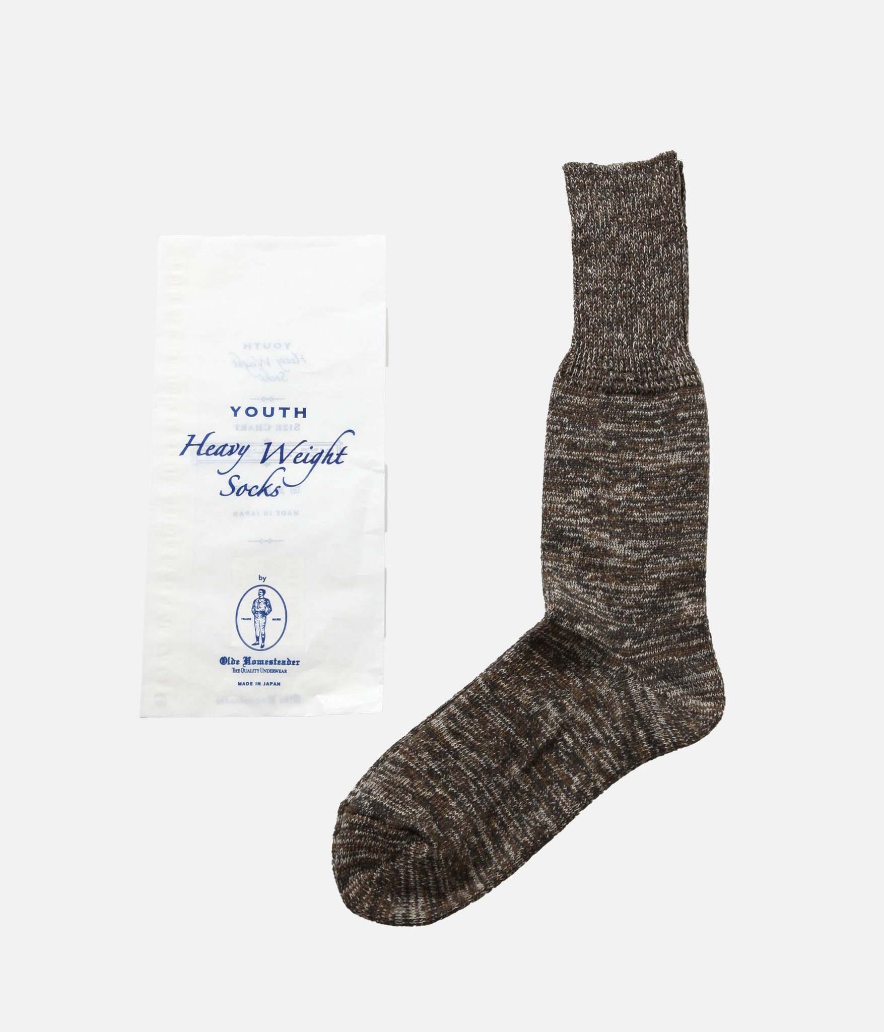 OLDE HOMESTEADER YOUTH / TWEEDISH JERSEY CREW SOCKS (BLACK×ECRU