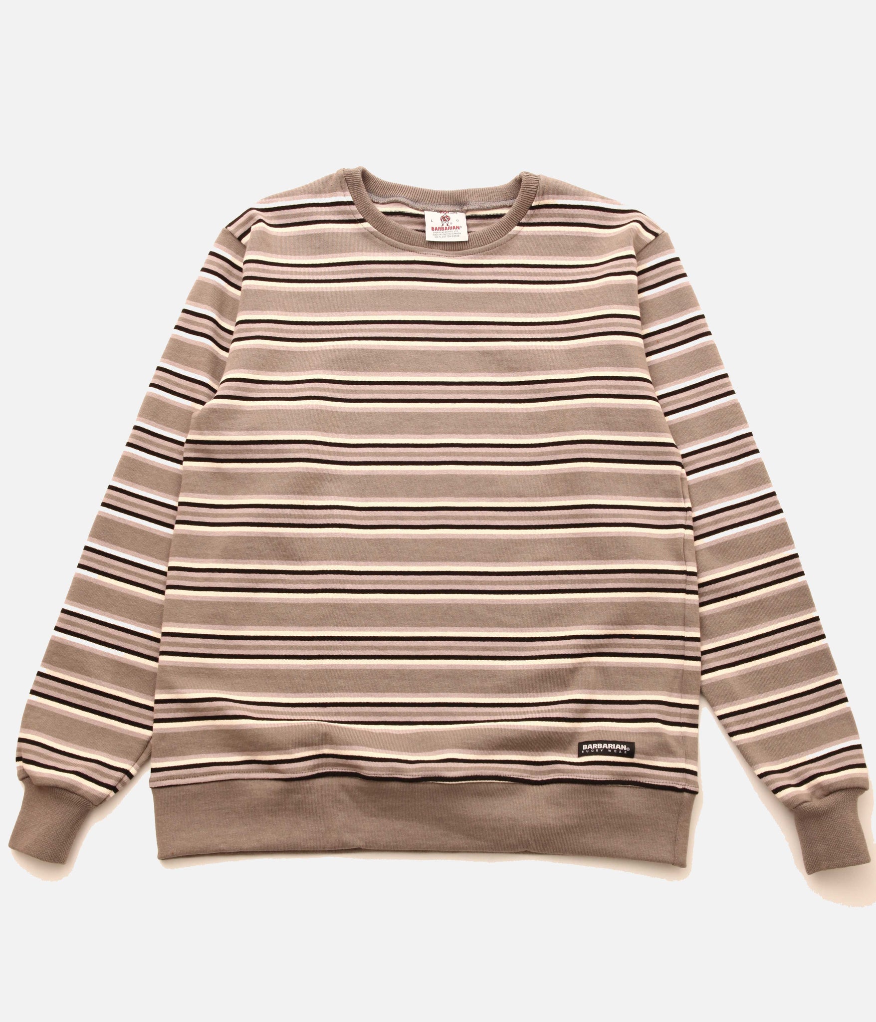 BARBARIAN /12oz STRIPE WAISTBAND CREW LONG (GRAPHITE×GREY×IVORY×BLACK)
