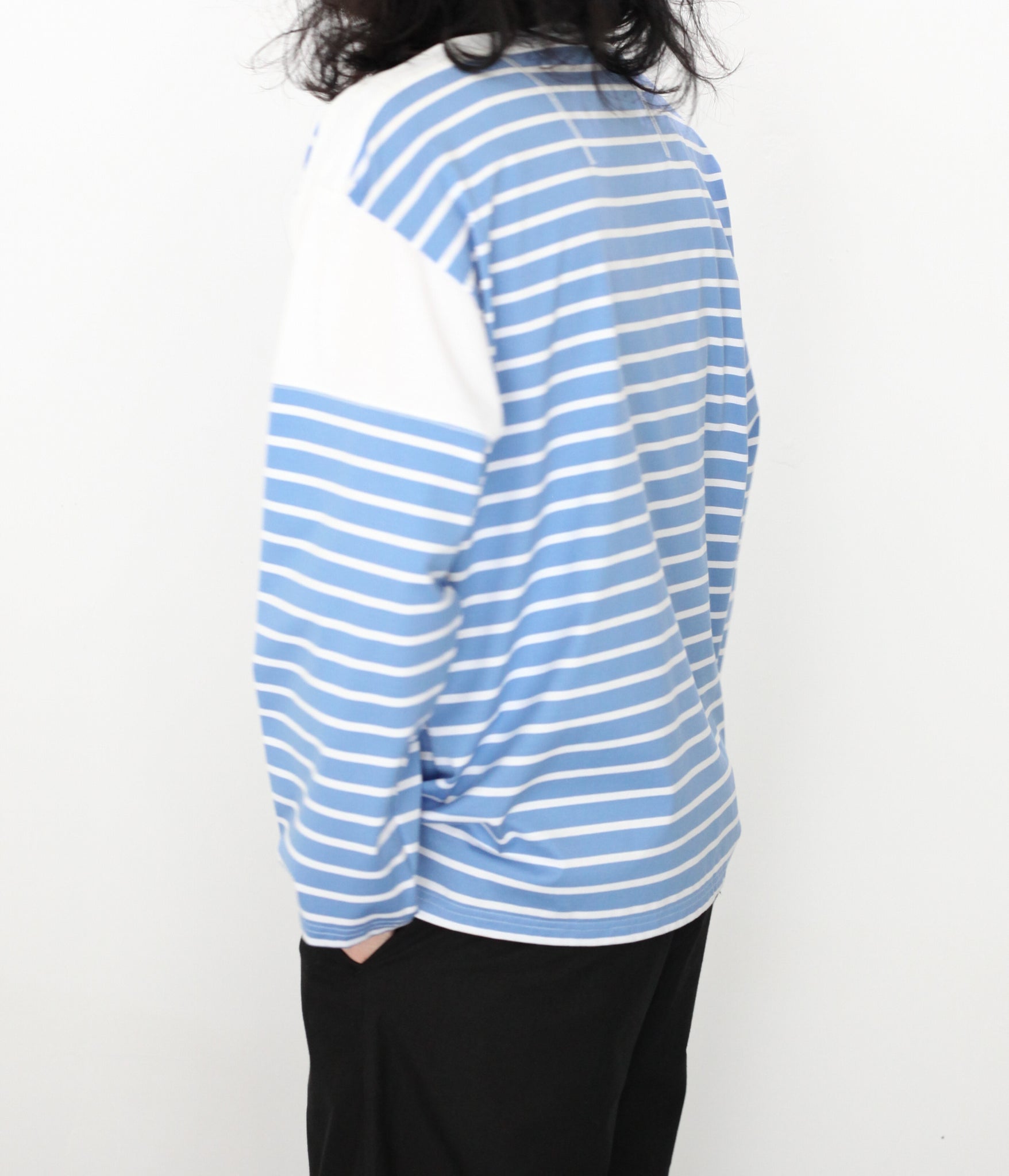 ANSNAM / BORDER BOAT NECK L/S TEE (BLUE×WHITE) – LAFUNQUE
