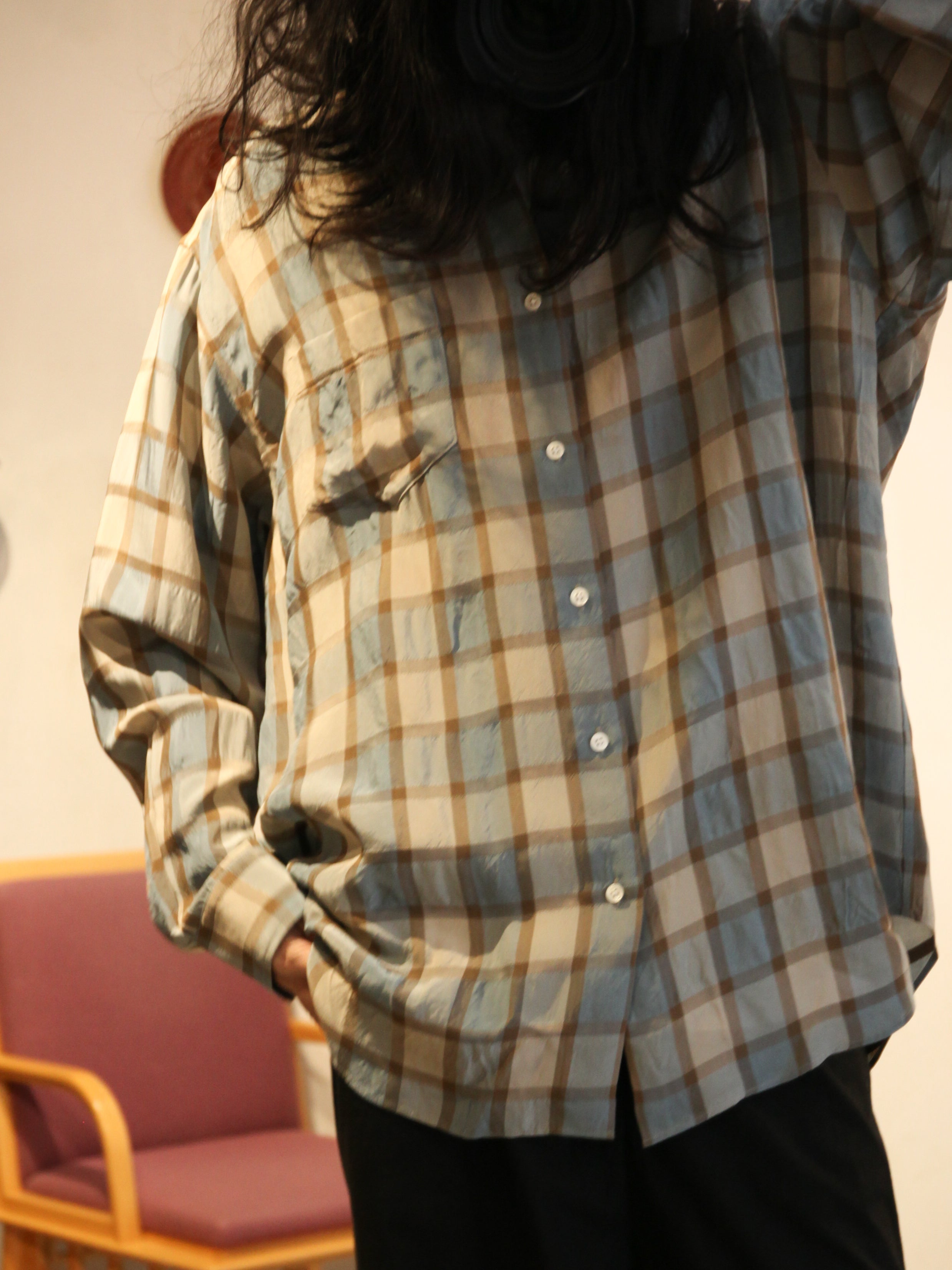 I am dork / HIDDEN BUTTON SHIRT コーラルチェック I AM DORK / HIDDEN BUTTON SHIRTS 