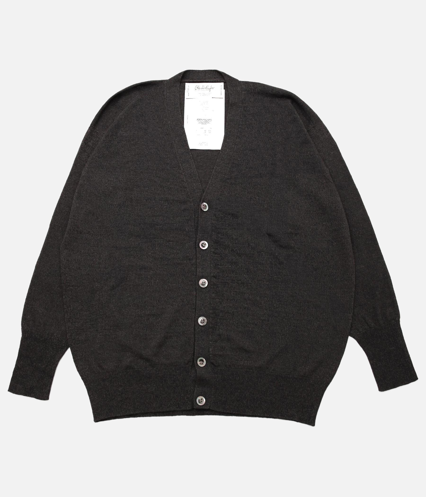 ス*ー様 OldeH&Daughter SILKPLAINSTITCHCARDI Olde H&Daughter / LINEN / SILK PLAIN STITCH V NECK C/D (CHARCOAL