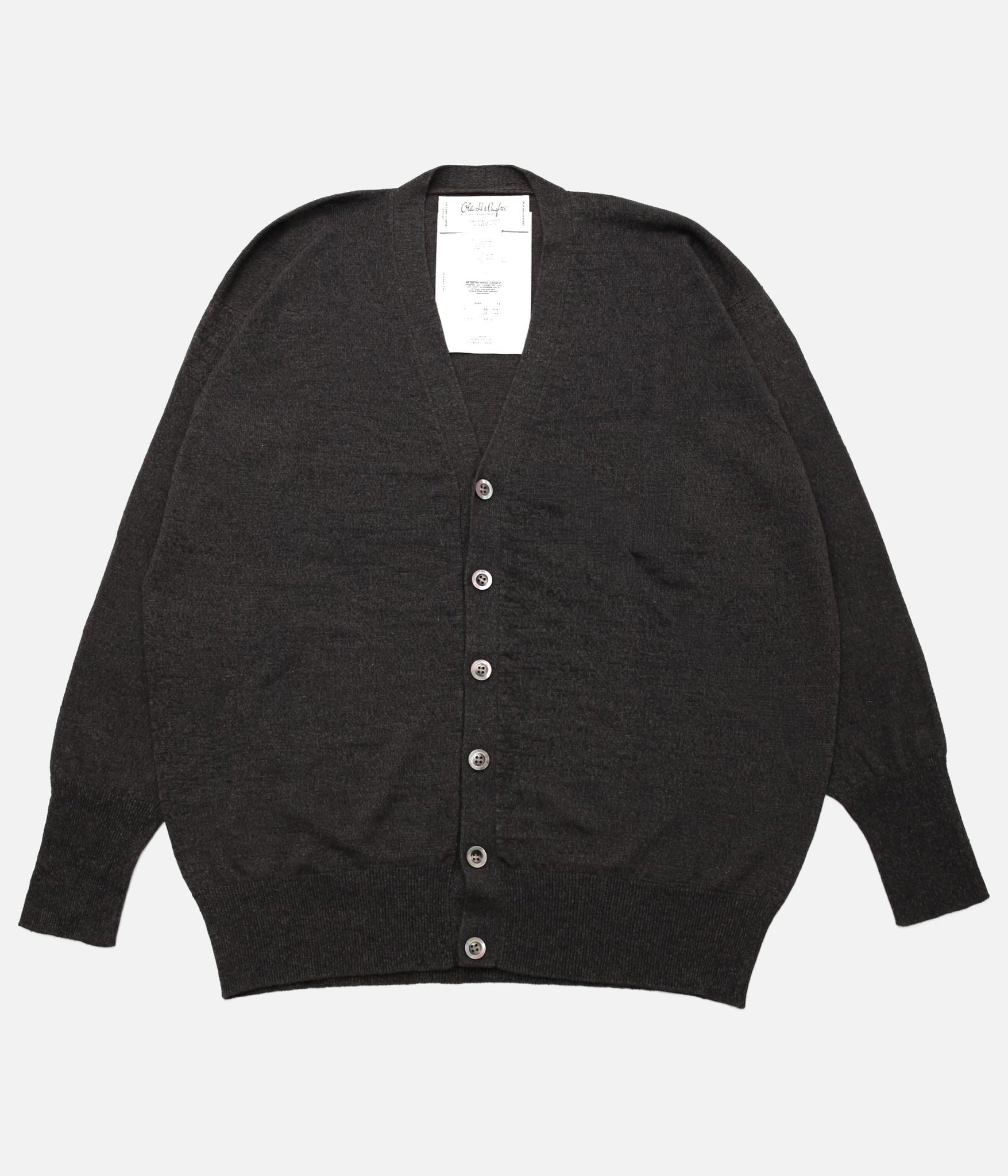Olde H&Daughter / LINEN / SILK PLAIN STITCH V NECK C/D (CHARCOAL