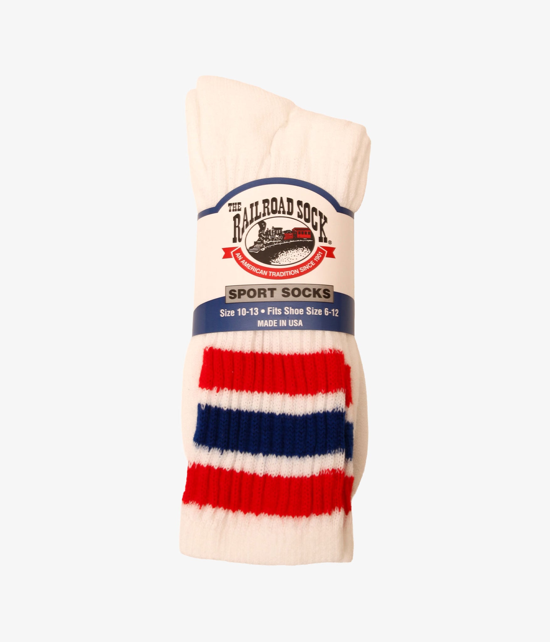 RAILROAD SOCK / Ameicana Striped Crew Socks 2Pair (BLACKxGREY, REDxROYAL)