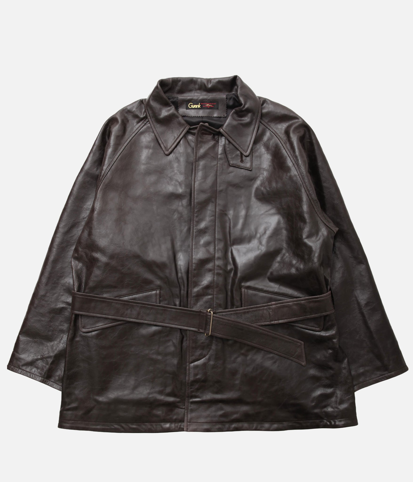 Gurank / LAMB LEATHER SHORT TRENCH COAT (BROWN)