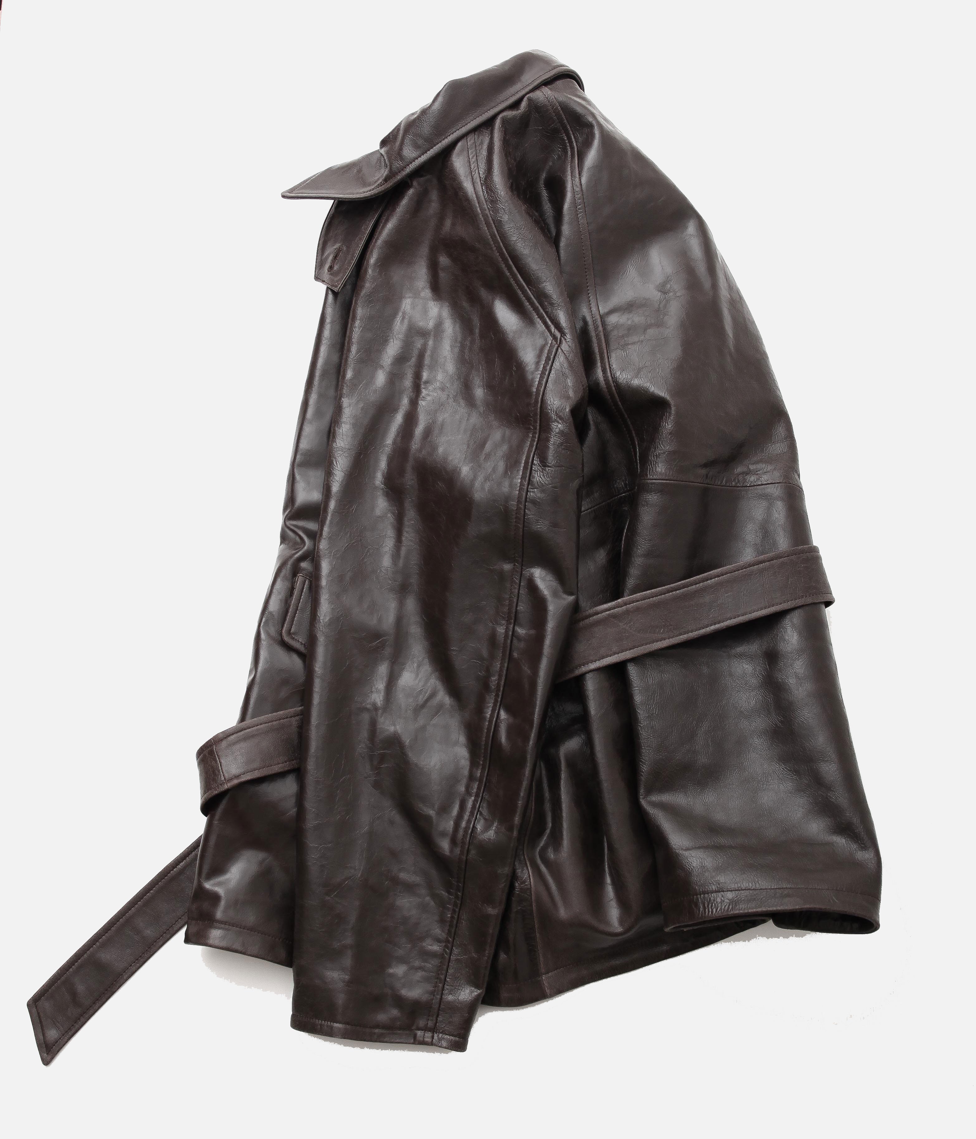 GURANK 25AW LAMB LEATHER SHORT TRENCH COAT – LAFUNQUE