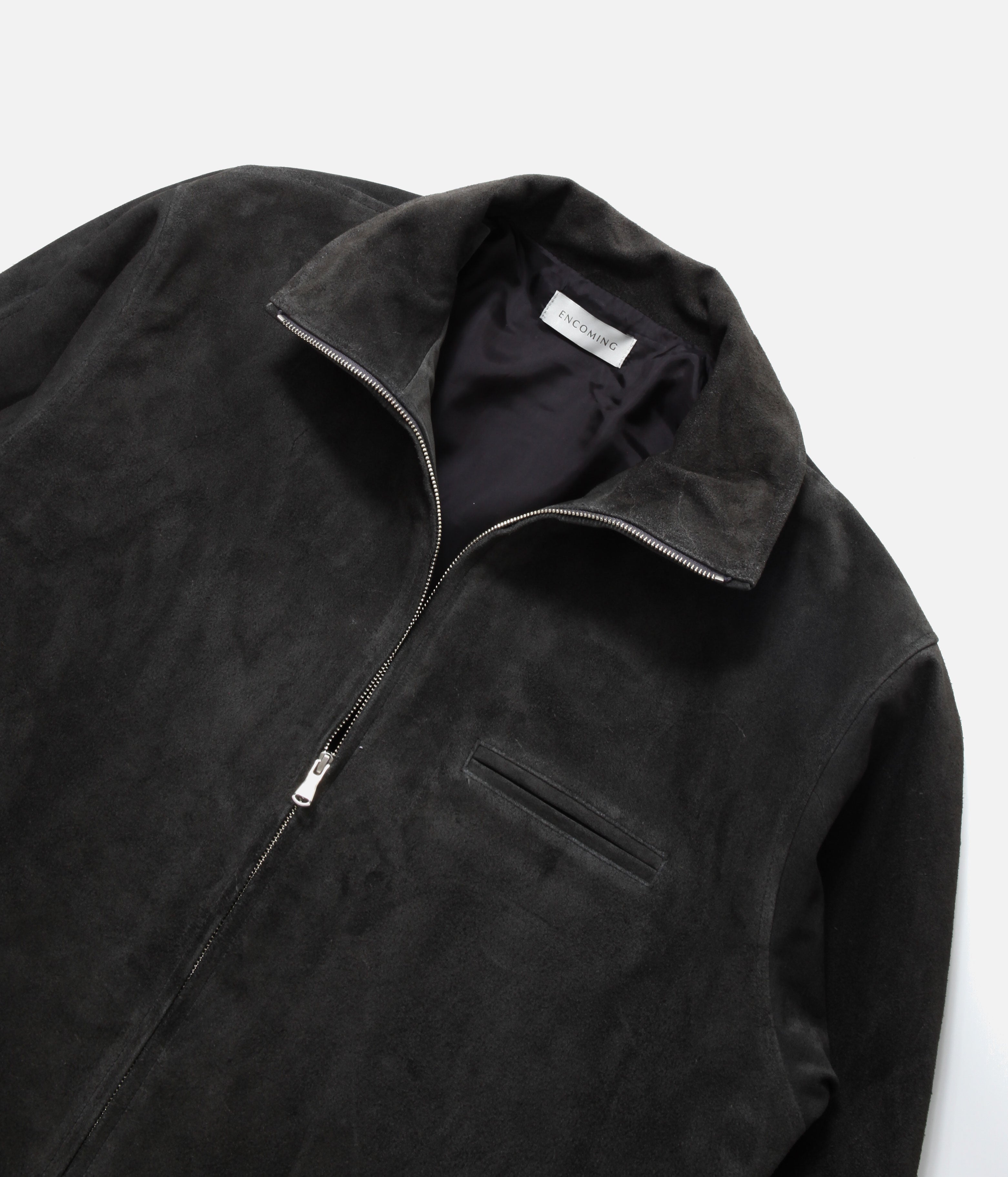ジャケット・アウター ENCOMING FRONT ZIP BLOUSON BLACK ENCOMING / LEATHER FRONT ZIP BLOUSON (BLACK) – LAFUNQUE