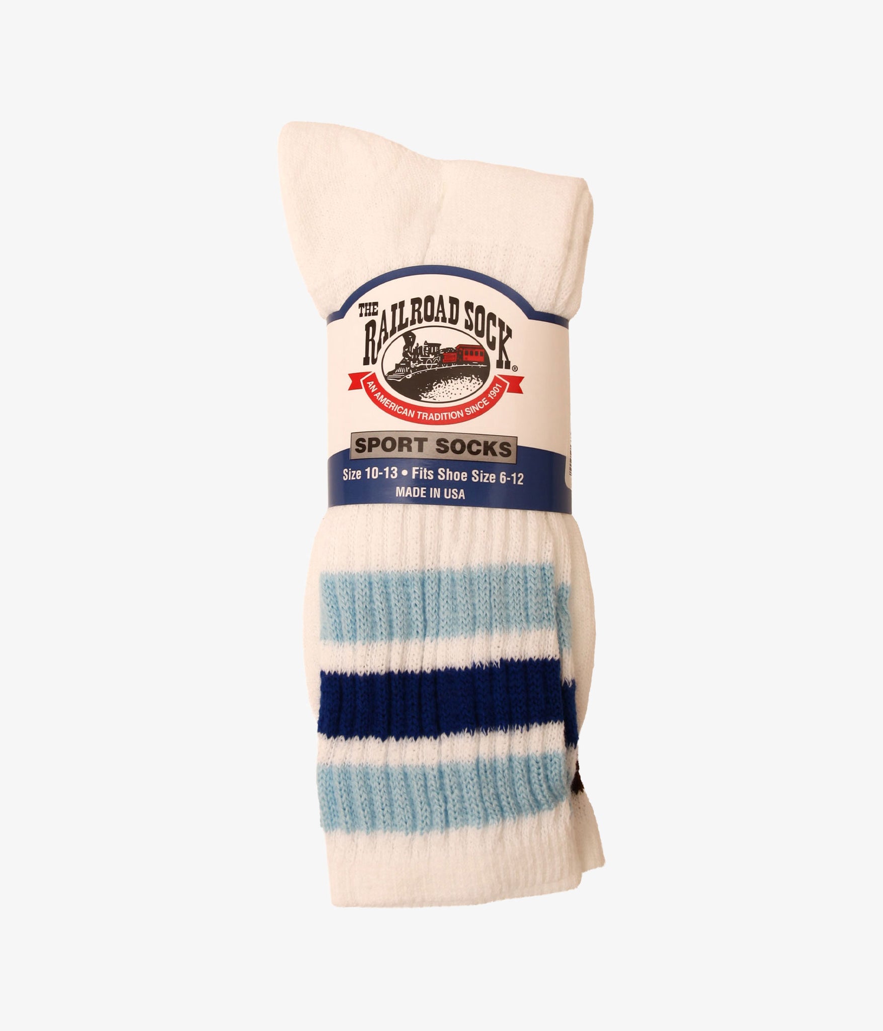 RAILROAD SOCK / Ameicana Striped Crew Socks 2Pair (SKYxROYAL , BRNxYELLOW)
