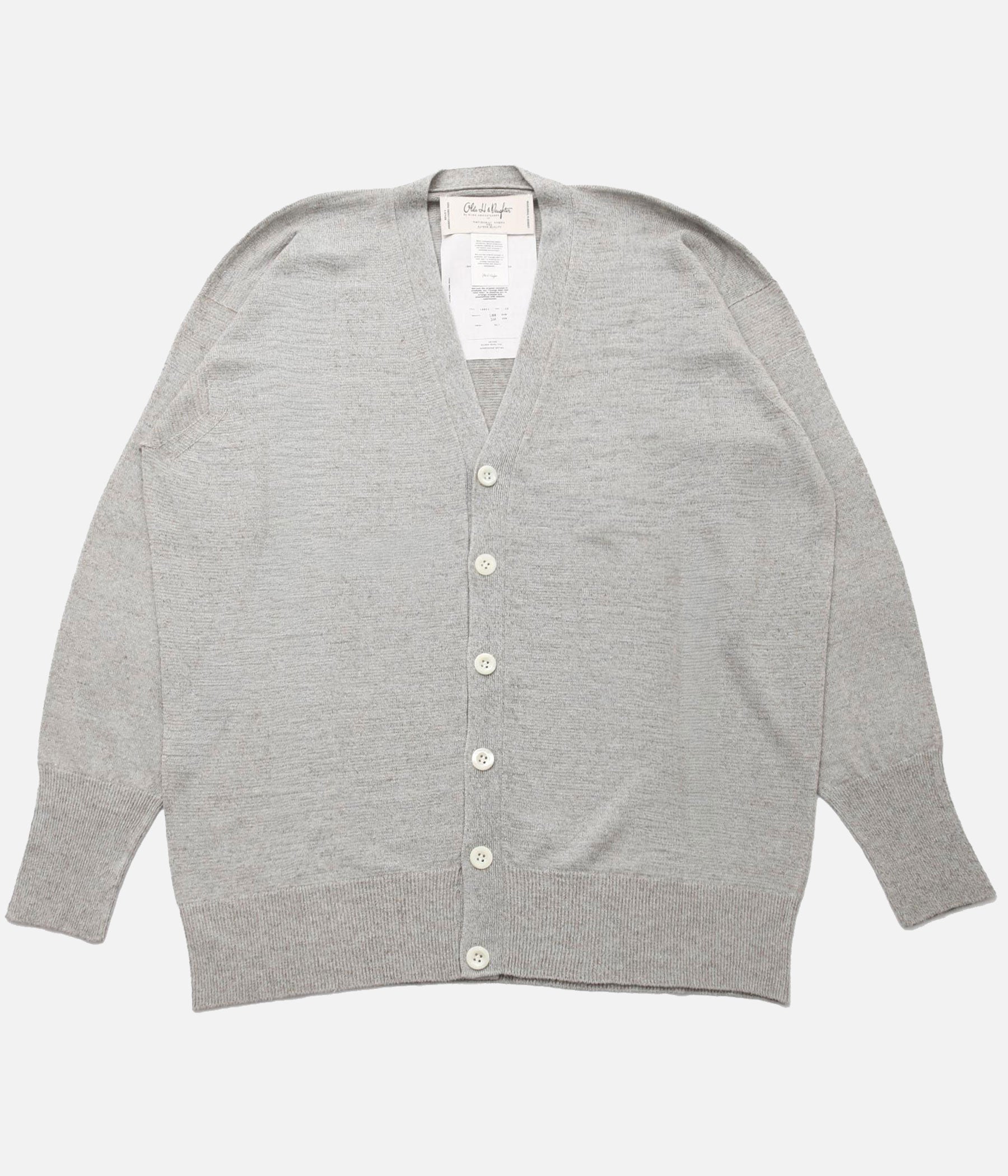 Olde H&Daughter / LINEN / SILK PLAIN STITCH V NECK C/D (SALT