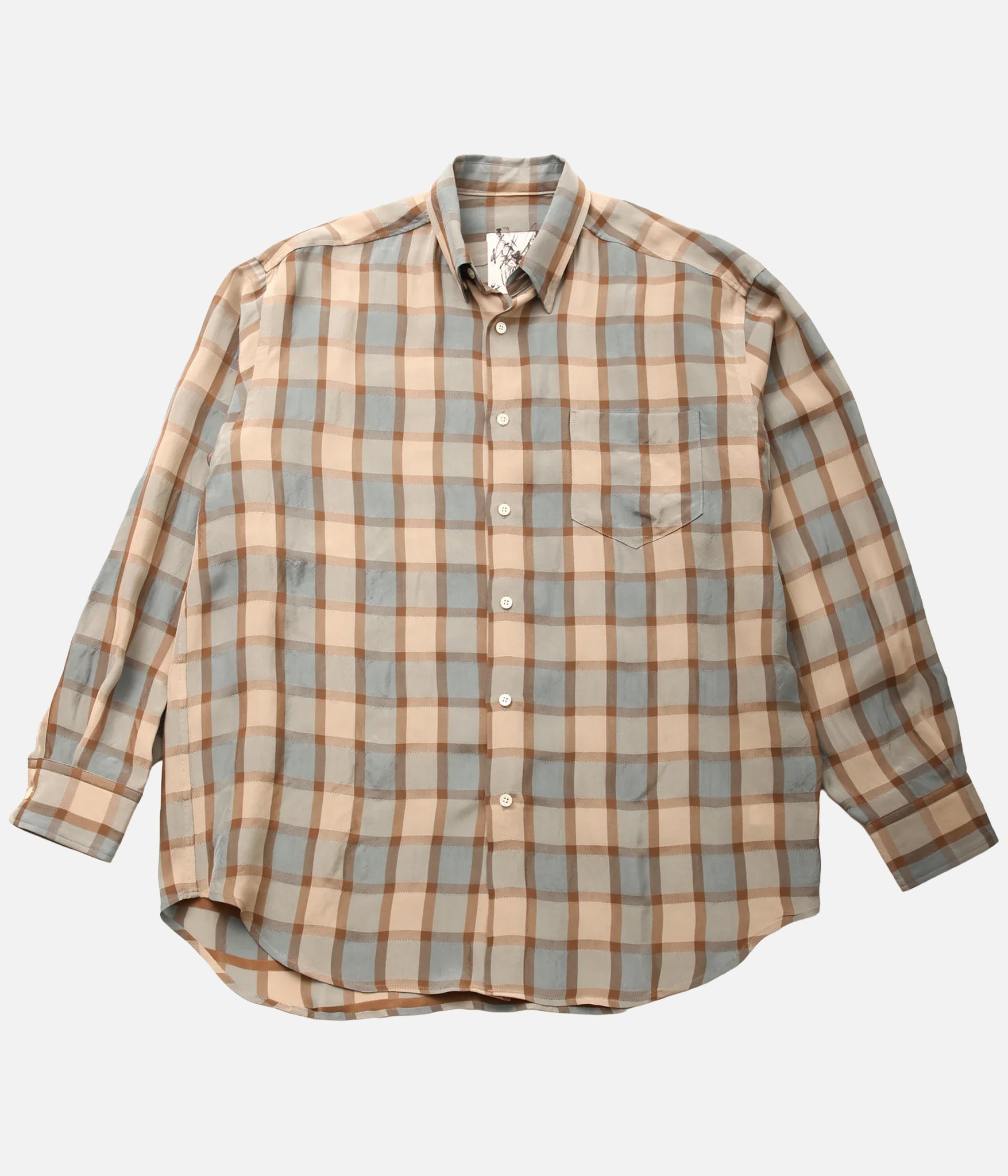 I AM DORK / HIDDEN BUTTON SHIRTS "VISCOSE" (CORAL CHECK)