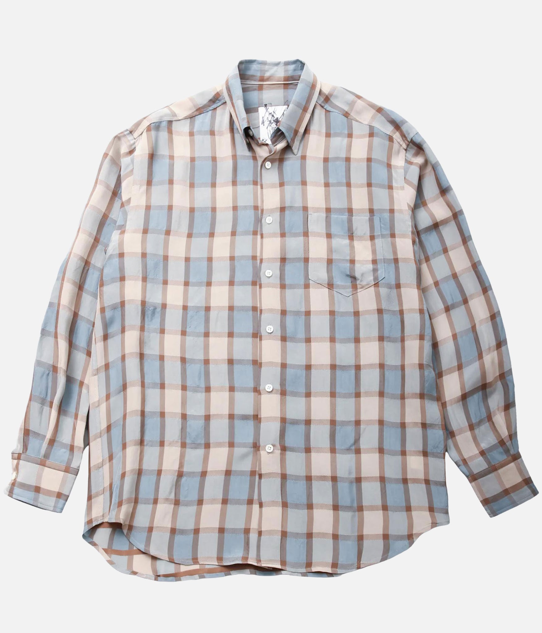 I AM DORK / HIDDEN BUTTON SHIRTS "VISCOSE" (CORAL CHECK)